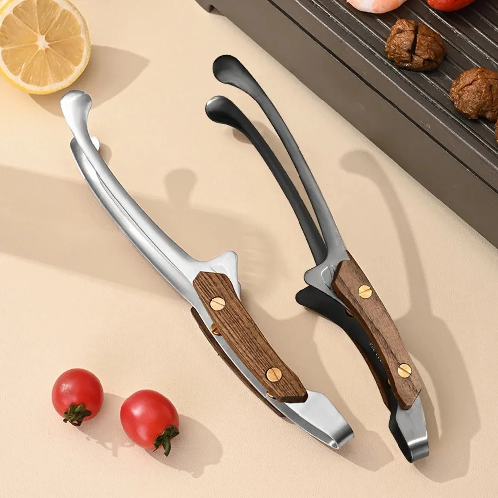 304 Stainless Steel Grill BBQ Tong Heat Resistant Cooking Tong with Wood Grip thumbnail 3