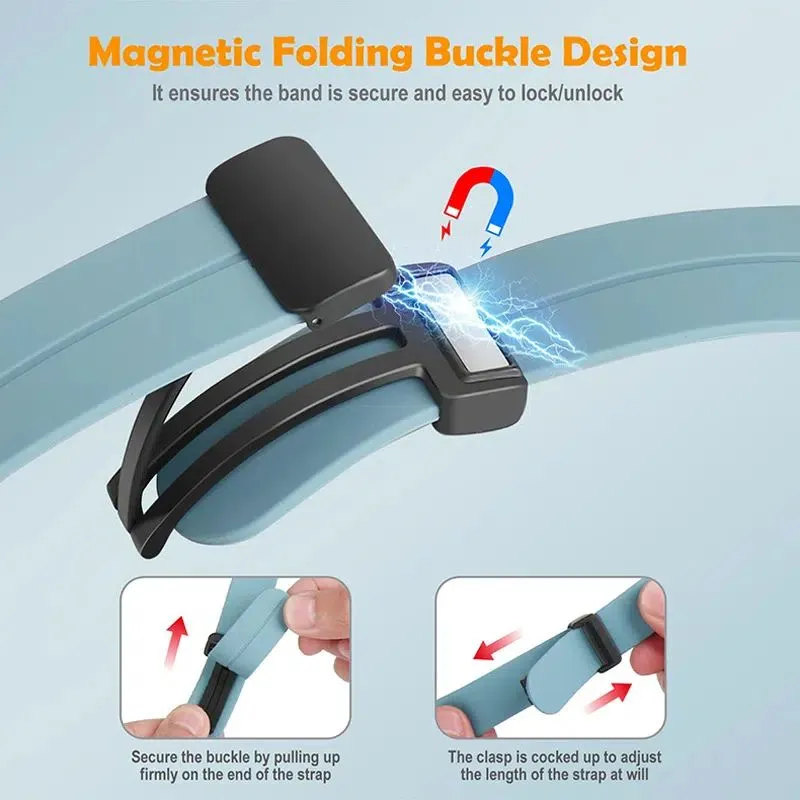 22mm Silicone Strap with Folding Magnetic D-Buckle Lock thumbnail 8