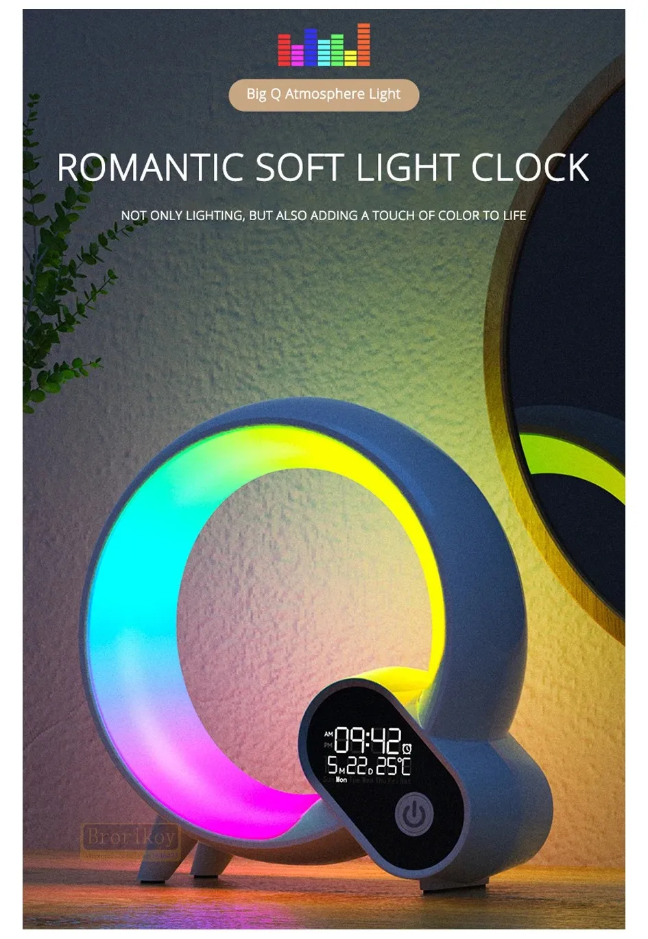 3 in 1 Wireless Bluetooth Q Colorful Night Light Speaker Surround Smart Home Lamp Alarm Clock thumbnail 13