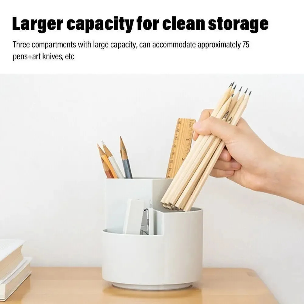 360 Rotating Large Capacity Rotating Pen Holder Desk Pencil Storage Box Organizer thumbnail 3