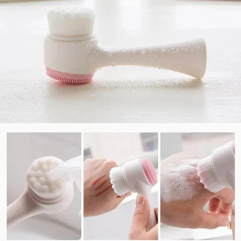 3D Double Silicone Facial Cleansing Brush Manual Massage thumbnail 5