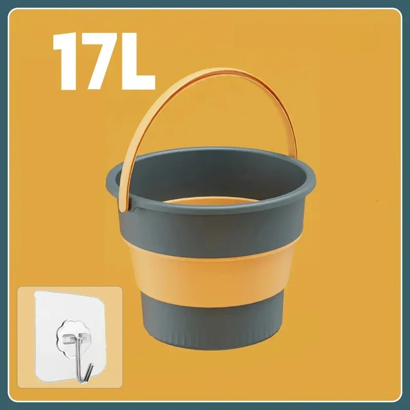 17L Portable Folding Bucket Multifunctional Thickened Silicone Bucket for Car Washing and Fishing Camping Folding Bucket thumbnail 4