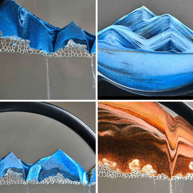 3D Moving Sand Art Picture Round Glass Deep Sea Sandscape thumbnail 3
