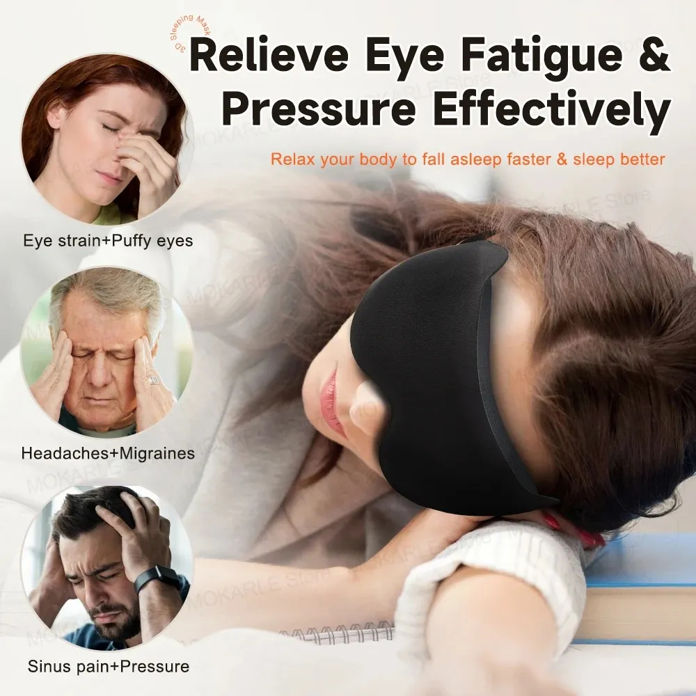 3D Sleeping Mask Block Out Light Sleep Mask For Eyes Soft Sleeping Aid Eye Mask thumbnail 7