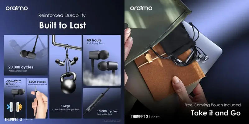 Oraimo Trumpet 3 OEP-E40 HiFi Audio In-Ear Headphones thumbnail 3