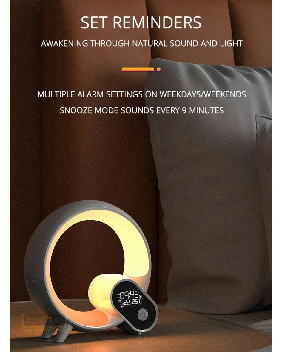 3 in 1 Wireless Bluetooth Q Colorful Night Light Speaker Surround Smart Home Lamp Alarm Clock thumbnail 10