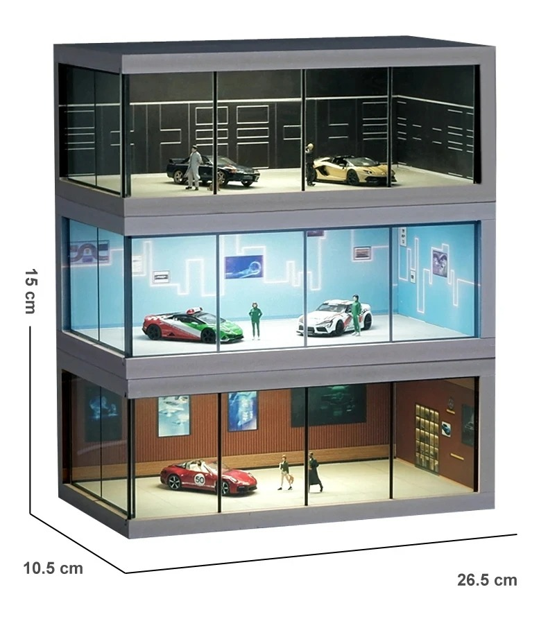 1/64 Scale Miniature Car Showroom Diorama – Lighting Version Garage Scene Model (1pcs) thumbnail 7