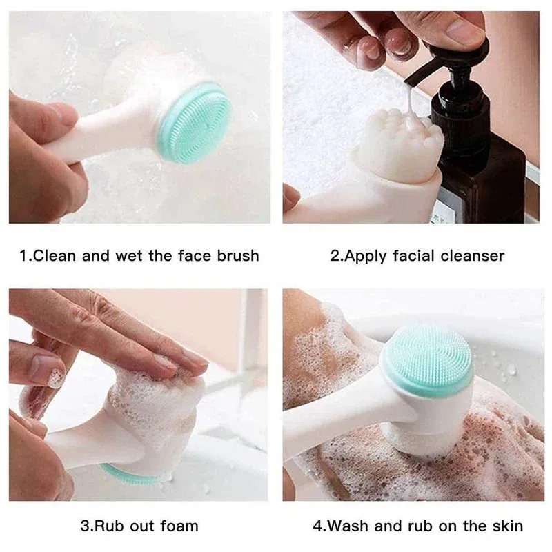 3D Double Silicone Facial Cleansing Brush Manual Massage thumbnail 6