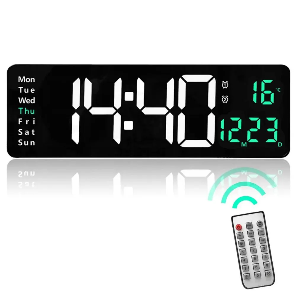 16 Inches Large LED Digital Wall Clock Wall Mounted Remote Control Temperature Date Week Display Timer Dual Alarm Clock thumbnail 3
