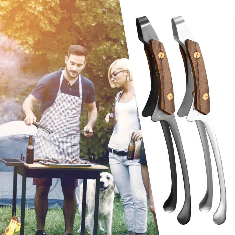304 Stainless Steel Grill BBQ Tong Heat Resistant Cooking Tong with Wood Grip thumbnail 5