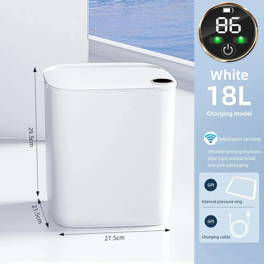 18L Type-C Rechargeable Smart Sensor Trash Can With Display Automatic Induction thumbnail 2