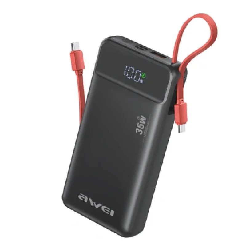 AWEI S22-35W 20000mAh Dual Cable 35W Fast Charging Power Bank in Bangladesh