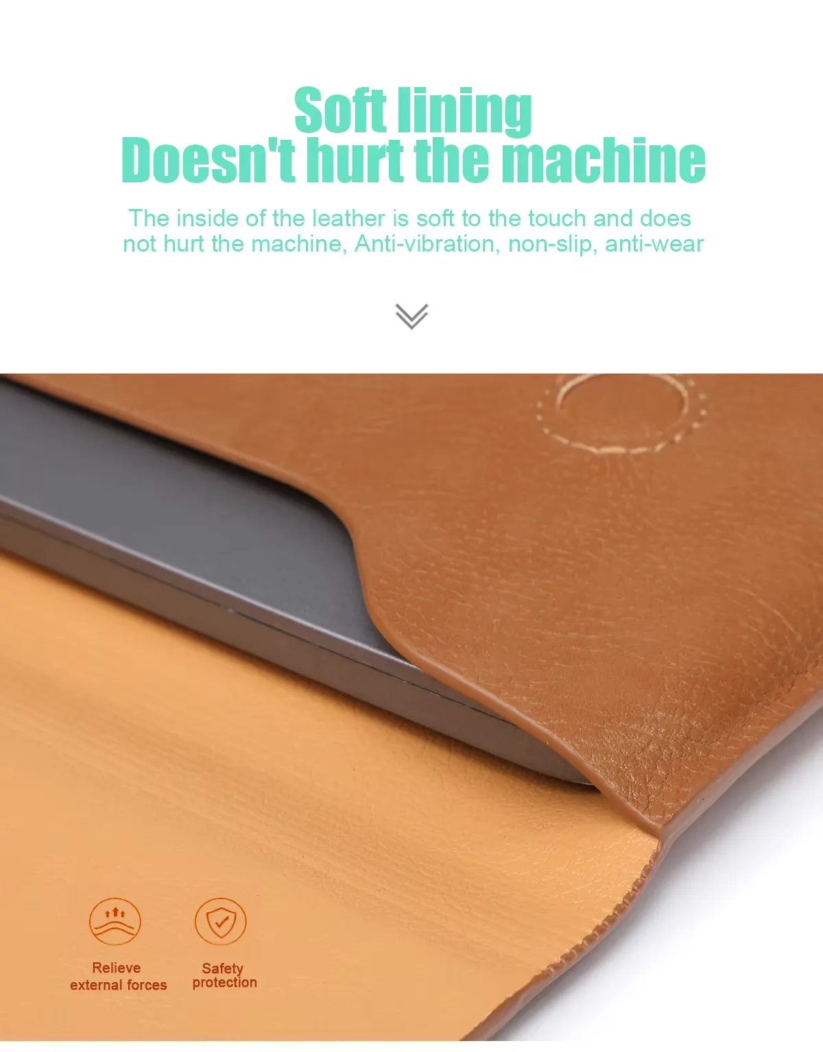 14 Inch MacBook Pouch Premium Leather Cover with Storage Bag (Dark Brown) thumbnail 4