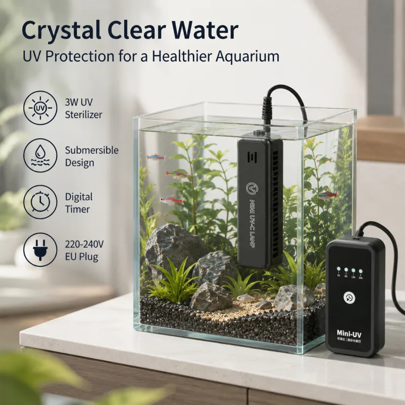 220-240V Aquarium UV Mini Sterilization Lamp 3W with Digital Timer thumbnail 2