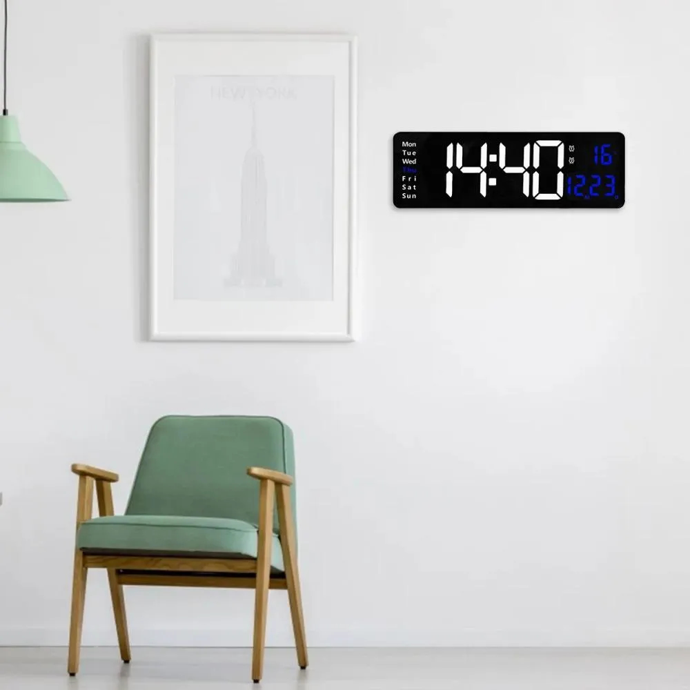 16 Inches Large LED Digital Wall Clock Wall Mounted Remote Control Temperature Date Week Display Timer Dual Alarm Clock thumbnail 9