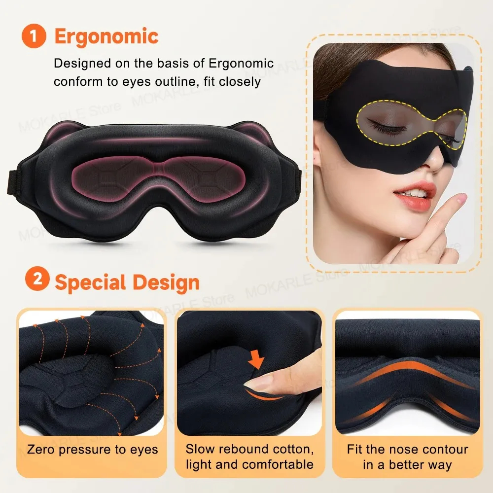 3D Sleeping Mask Block Out Light Sleep Mask For Eyes Soft Sleeping Aid Eye Mask thumbnail 4