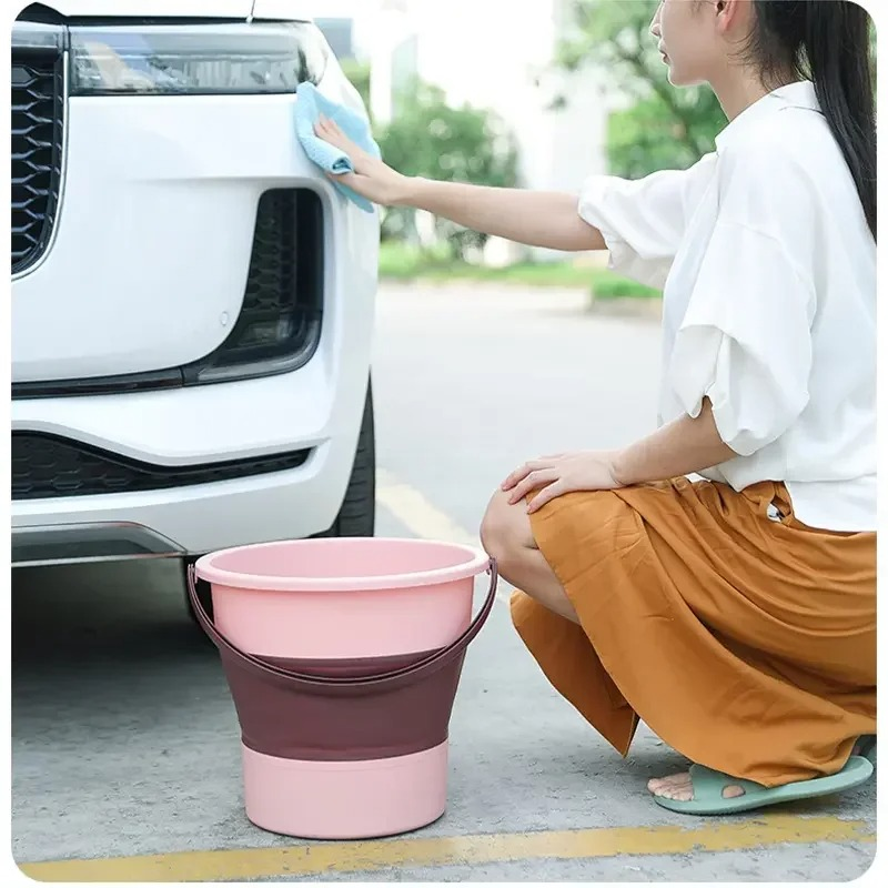17L Portable Folding Bucket Multifunctional Thickened Silicone Bucket for Car Washing and Fishing Camping Folding Bucket thumbnail 7