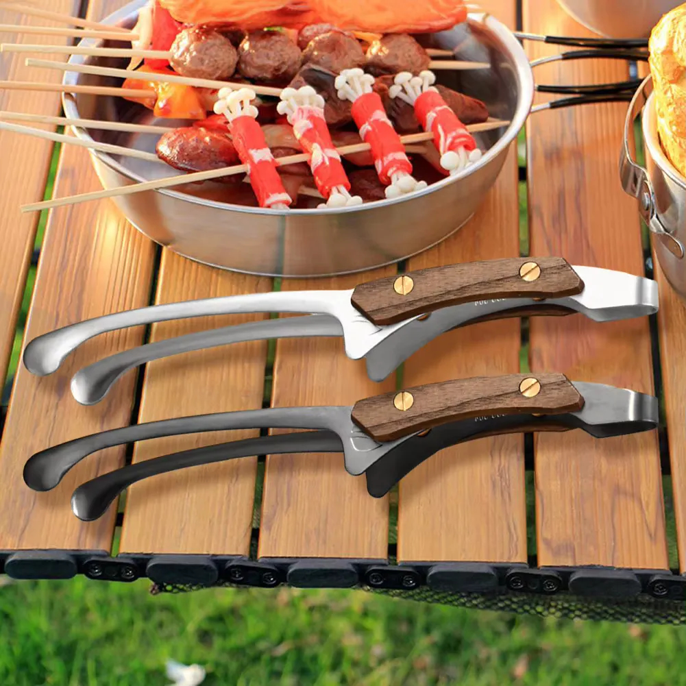 304 Stainless Steel Grill BBQ Tong Heat Resistant Cooking Tong with Wood Grip thumbnail 7