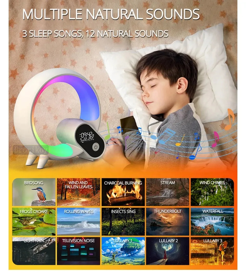 3 in 1 Wireless Bluetooth Q Colorful Night Light Speaker Surround Smart Home Lamp Alarm Clock thumbnail 12