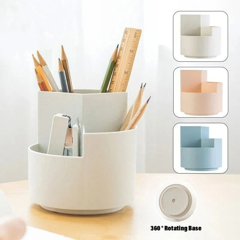 360 Rotating Large Capacity Rotating Pen Holder Desk Pencil Storage Box Organizer