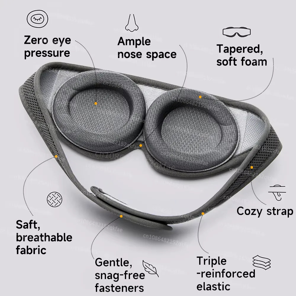 3D Sleep Eye Mask 100% Blackout Sleeping Mask Zero Eye Pressure Adjustable Eye Cover thumbnail 3