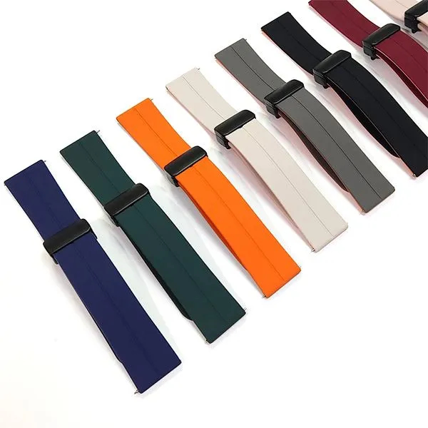 22mm Silicone Strap with Folding Magnetic D-Buckle Lock thumbnail 6