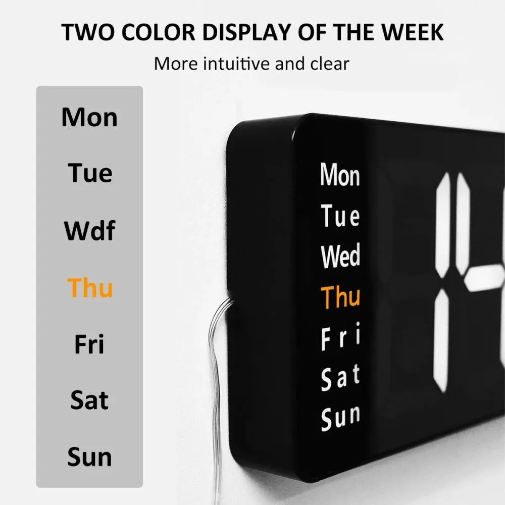 16 Inches Large LED Digital Wall Clock Wall Mounted Remote Control Temperature Date Week Display Timer Dual Alarm Clock thumbnail 10