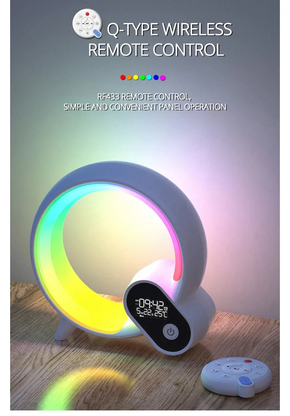 3 in 1 Wireless Bluetooth Q Colorful Night Light Speaker Surround Smart Home Lamp Alarm Clock thumbnail 9