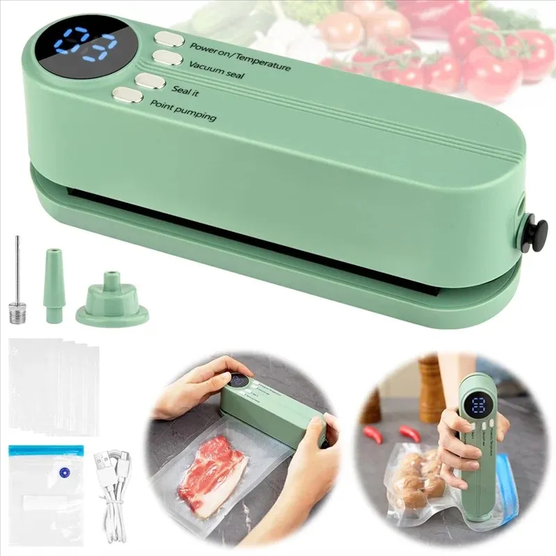 3In1 Cordless Vacuum Sealer For Food Rechargeable For Dry/Moist Food Storage Heat Sealer For Bags thumbnail 5
