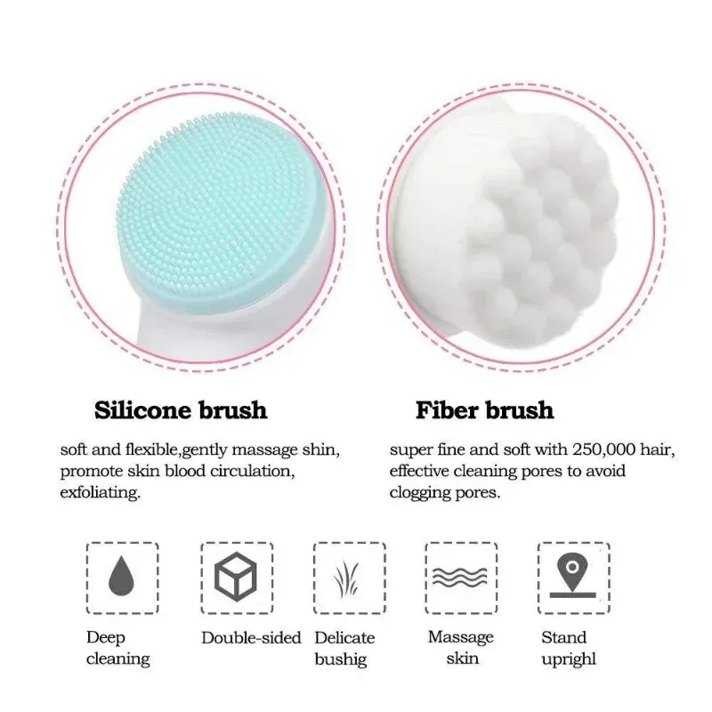 3D Double Silicone Facial Cleansing Brush Manual Massage thumbnail 7