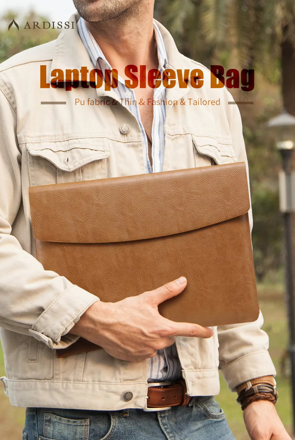 14 Inch MacBook Pouch Premium Leather Cover with Storage Bag thumbnail 5