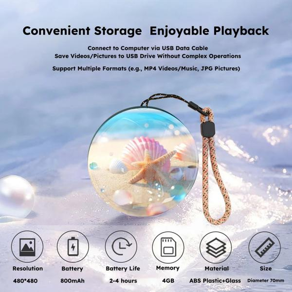 3D Crystal Ball Digital Video Photo Album DIY Video Glass Ball Crystal Ball Digital Video Display Gift with Electronic Screen