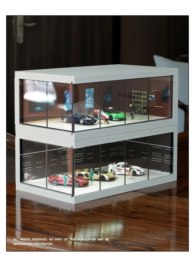 1/64 Scale Miniature Car Showroom Diorama – Lighting Version Garage Scene Model (1pcs) thumbnail 9