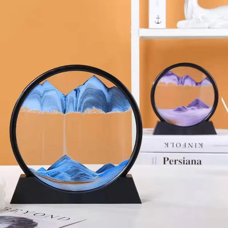 3D Moving Sand Art Picture Round Glass Deep Sea Sandscape thumbnail 2