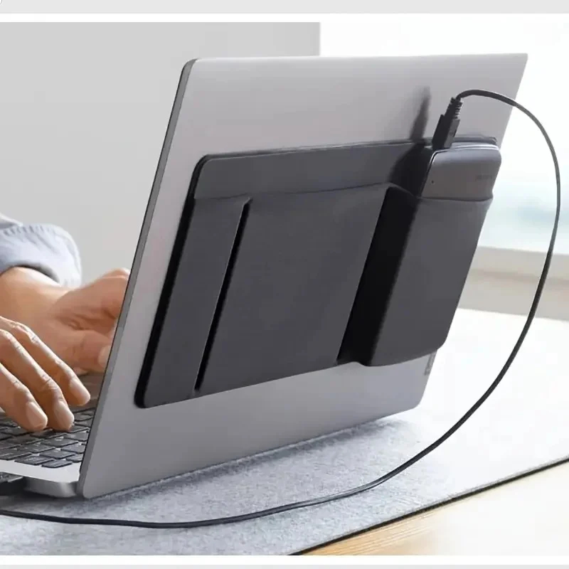 3-Pocket Mouse Storage Bag, Self-adhesive Mouse Storage Bag, Self-Adhesive Multi-Functional Organizer for Laptop Cable & Earphone
