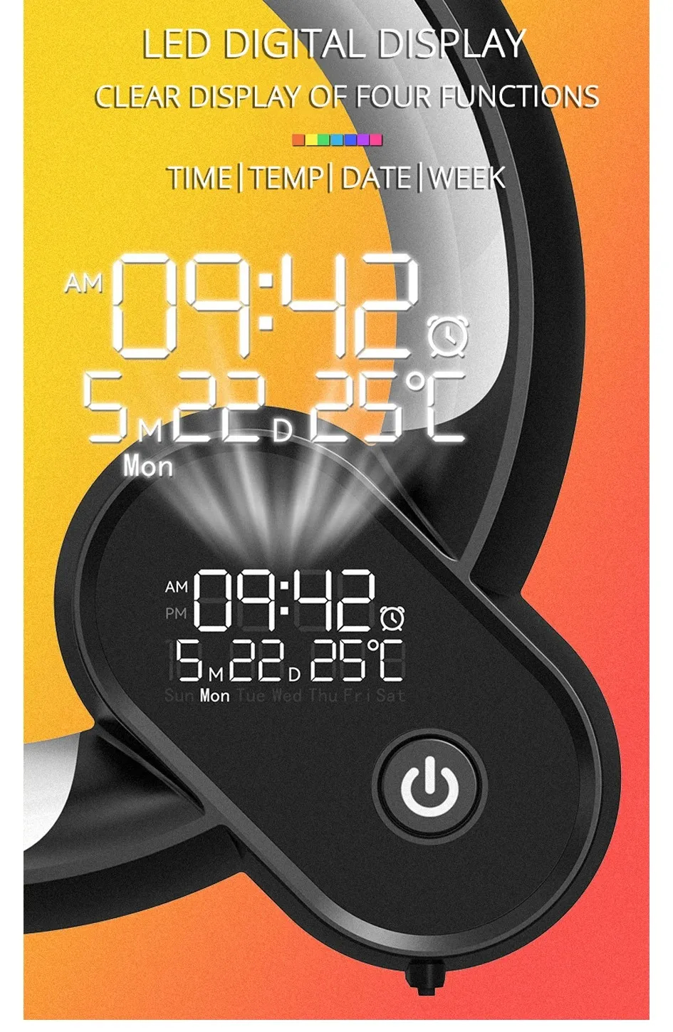 3 in 1 Wireless Bluetooth Q Colorful Night Light Speaker Surround Smart Home Lamp Alarm Clock thumbnail 8