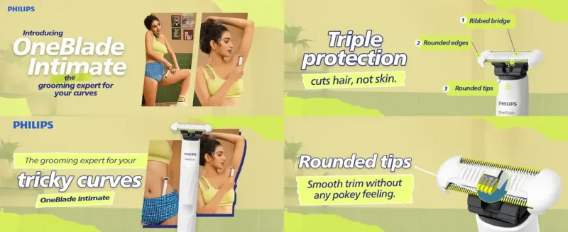 Philips OneBlade Intimate QP1924/20 2-in-1 Body & Bikini Trimmer for Women