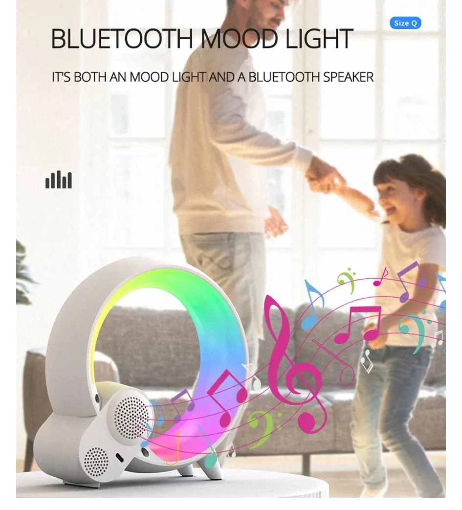 3 in 1 Wireless Bluetooth Q Colorful Night Light Speaker Surround Smart Home Lamp Alarm Clock thumbnail 5