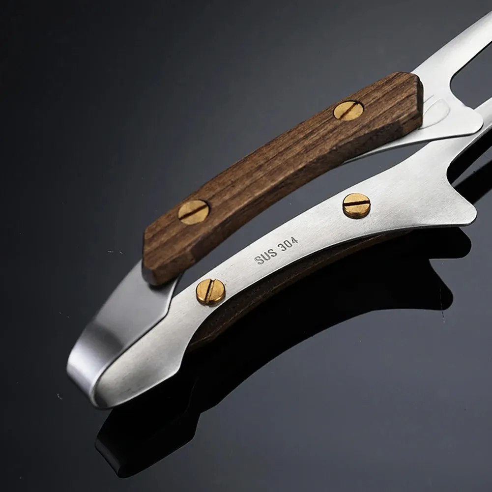 304 Stainless Steel Grill BBQ Tong Heat Resistant Cooking Tong with Wood Grip thumbnail 4