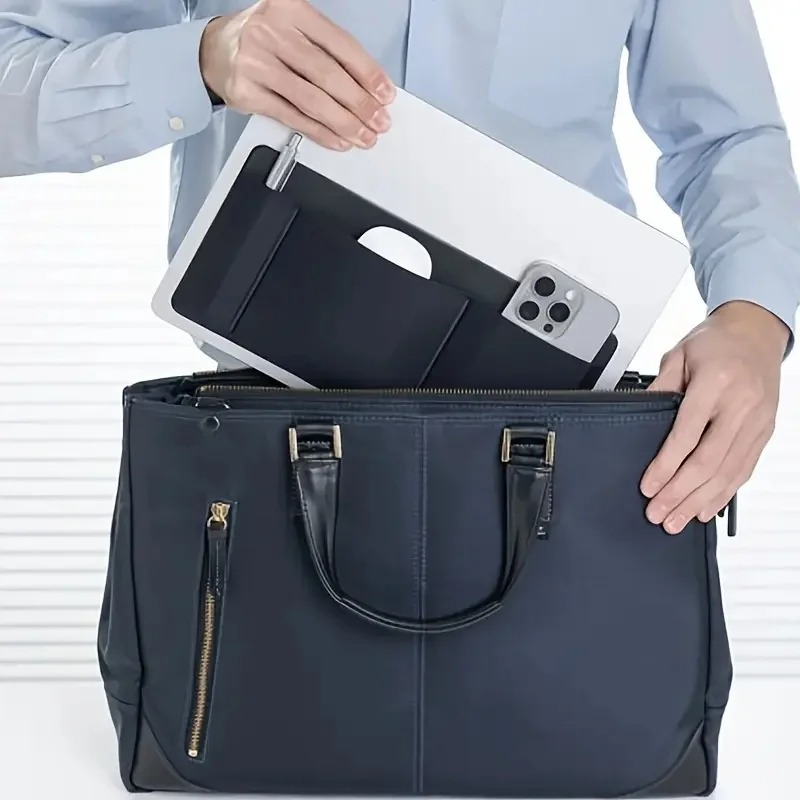 3-Pocket Mouse Storage Bag, Self-adhesive Mouse Storage Bag, Self-Adhesive Multi-Functional Organizer for Laptop Cable & Earphone thumbnail 2