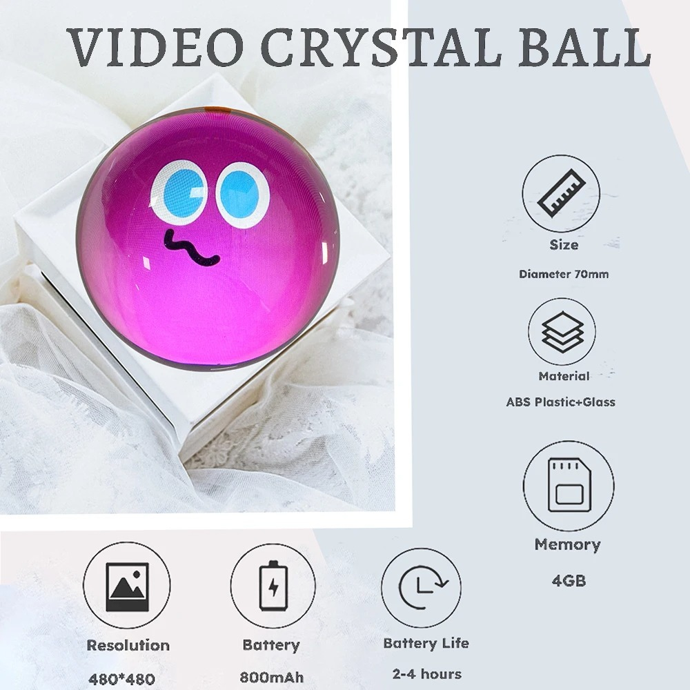 3D Crystal Ball Digital Video Photo Album DIY Video Glass Ball Crystal Ball Digital Video Display Gift with Electronic Screen thumbnail 3