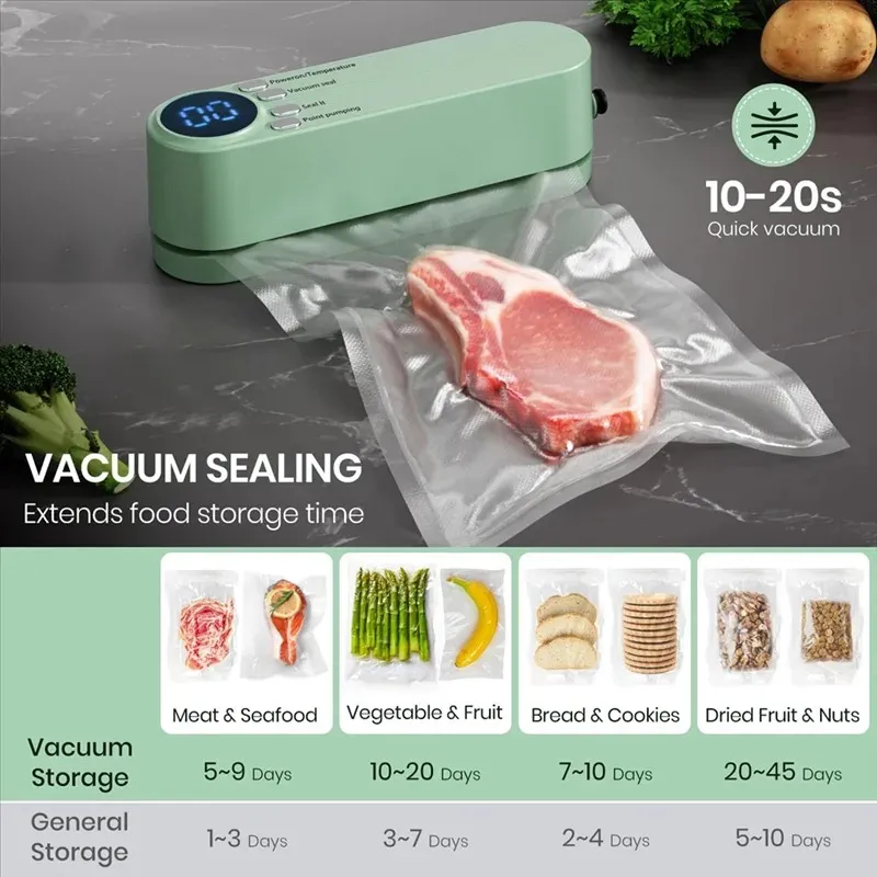 3In1 Cordless Vacuum Sealer For Food Rechargeable For Dry/Moist Food Storage Heat Sealer For Bags thumbnail 3