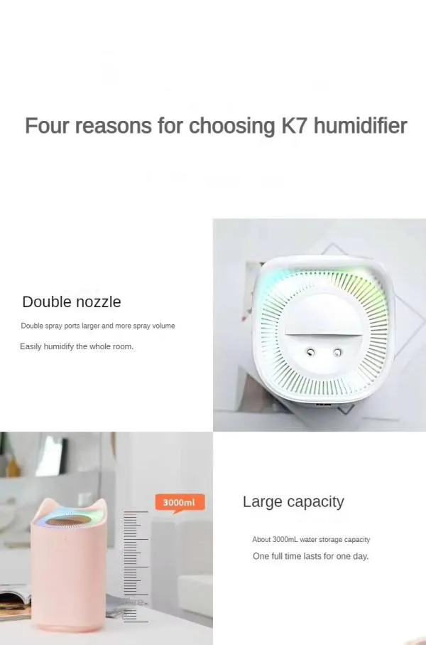 3000Ml Dual Jet Air Humidifier Atomizer Ultrasonic Aroma Diffuser thumbnail 3